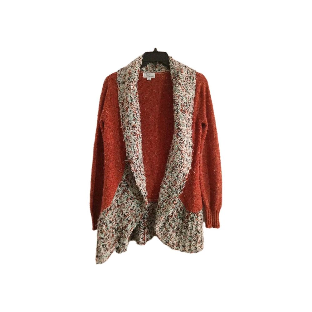 Ponsesa Cardigan Sweater Women's Size Small Burnt Orange Open Front Solid
